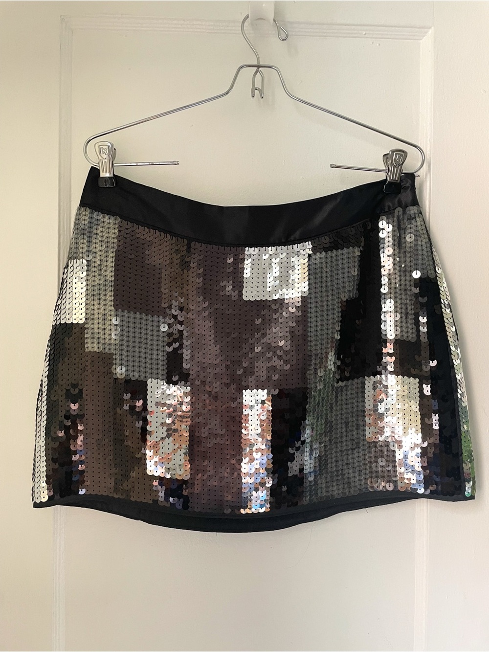 Express Design Studio Black and Silver Sequin Mini Skirt